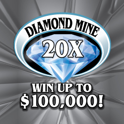 DIAMOND MINE 20X instant game from Rhode Island Lottery