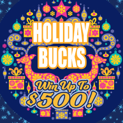 HOLIDAY BUCKS scratch-off ticket